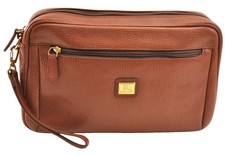Authentic BURBERRY Vintage Leather Clutch Bag Purse Brown AB682