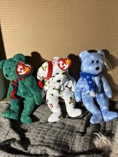 Lot of 3 TY Beanie Babies Holiday Themed Bears NWMT