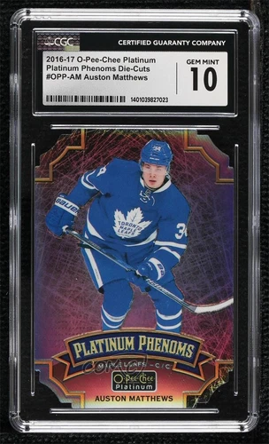 2016 O-Pee-Chee Platinum Cracked Ice Auston Matthews CGC 10 Gem Mint Rookie RC