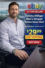 Tommy Hilfiger Men  s Striped Button Down Shirt Size M Regular Fit Classic