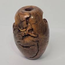 Vintage Hand Turned Polished Burl Wood Vase Handmade Natural Manzanita Wood