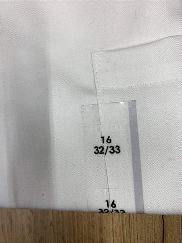 Camisa con botones VAN HEUSEN para hombre sin hierro Lux satén ajustada blanca talla 16 32/33 - Imagen 2 de 9
