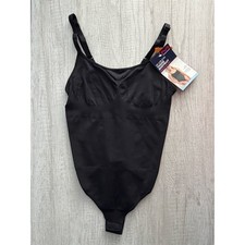 Maidenform Women's Black Everyday Seamless Shapewear Thong Bodysuit Size Large