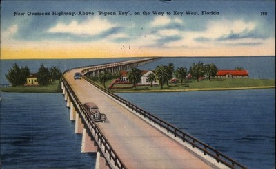 New Overseas Highway Pigeon Key Key West Florida vintage postcard a892
