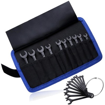 Mini Schraubenschlüssel-Set mit zehn metrischen Maul- und Ringschlüsseln in s...