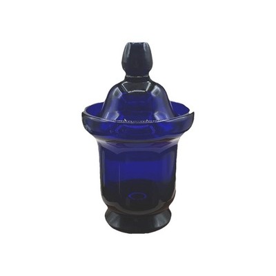 1960's MCM Thomas Webb Bristol Blue Glass Jam Jar / Covered Dish Hand Blown