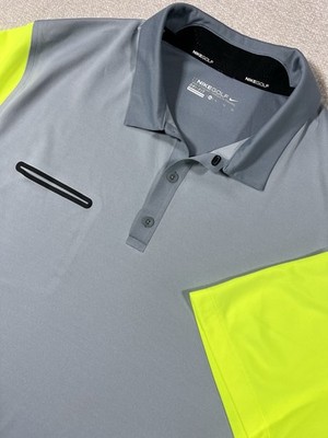 Nike Golf Polo Shirt Neon Yellow Grey Men s XL Dri-fit NIKEGOLF