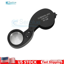 40X Magnifying Loupe Jewelry Eye Glass Magnifier LED Light Jewelers Loop Pocket
