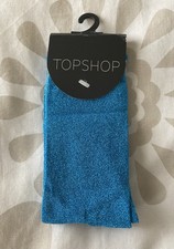 00’S Vintage Topshop Turquoise Glitter Socks Size 4-7 EUR 36-41 Christmas BNWT