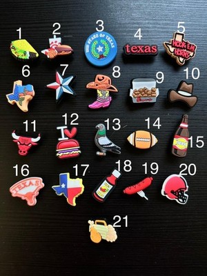 Texas shoe charms   21 styles incl. Texas map and food icons! Sold separately