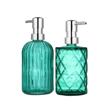 2 Pcs Soap Dispensing Bottles Glass Press Liquid Shampoo Storage