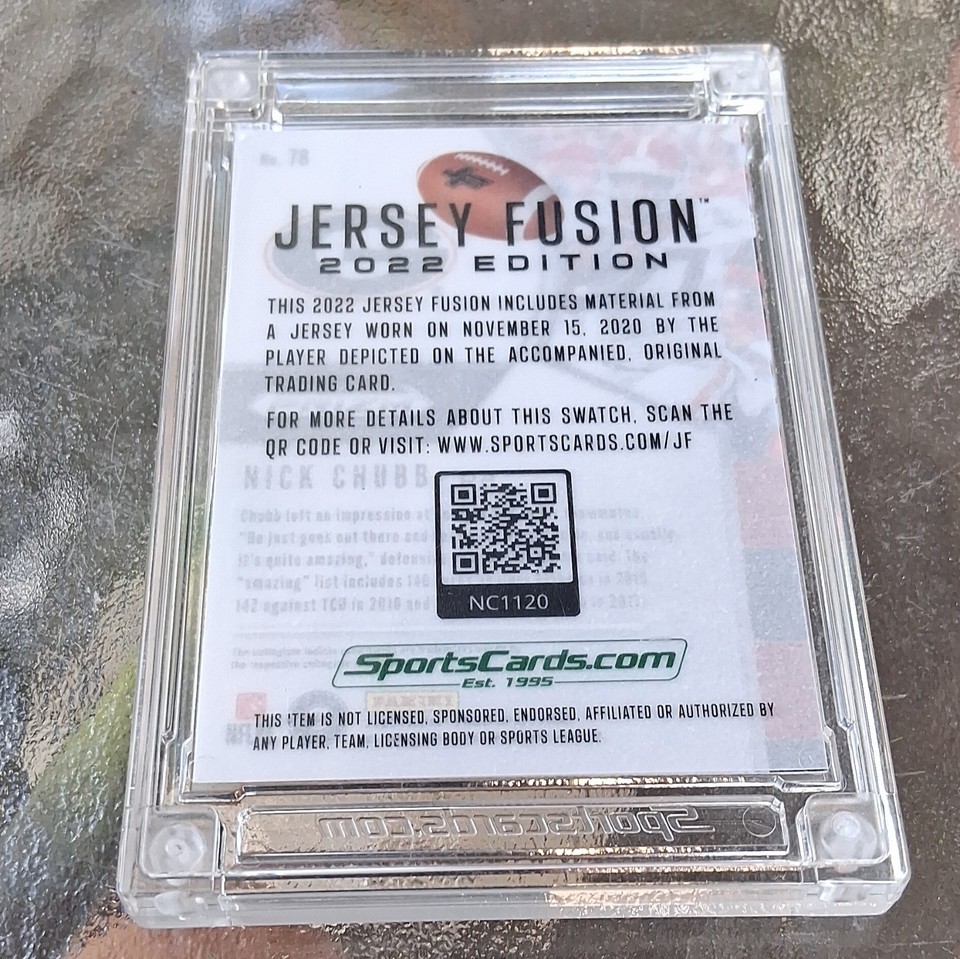 Red Insett Nick Chubb 2022 Panini Jersey Fusion #78 Memorabilia Insert Georgia ...