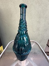 112. Gorgeous Vintage Empoli "Peacock Blue" Genie Bottle 14 in. 