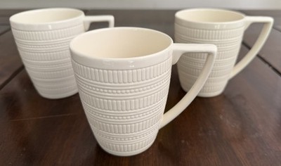 Set of 3 Wedgwood Jasper Conran Cream Impressions Coffee Mugs Cups 4 3/8'' EUC