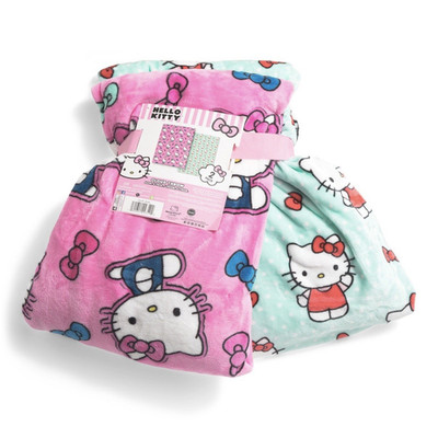 Hello Kitty Cloud Fleece Throw Blanket Set 50x60 2 Pack Pink Blue White