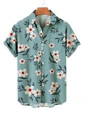 Summer Men's Flower Hawaiian Shirts Casual Vacation Short Sleeved Shirts