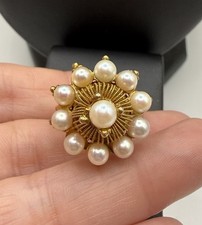 14k Yellow Gold Vintage Pearl Domed Harem Size 7.75 Ring 6.4 Gr Fine Jewelry