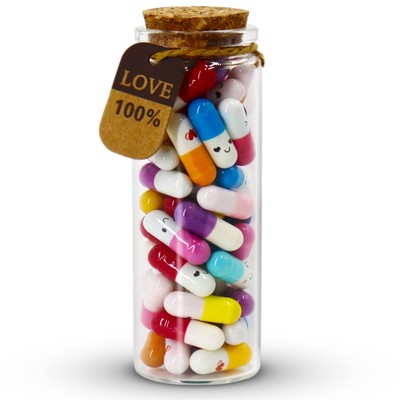 Prounion 100 Capsule Messaggio In Bottiglia Di Vetro | Lettere D'Amore Colorate In Gelatina Per Fidanzato/Fidanzata, Compleanno, Anniversario, San Valentino
