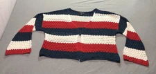 33 Degrees Cardigan Women's XXL Feminine Striped Patriotic USA Hippie Festival