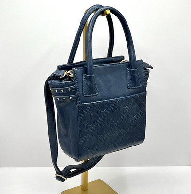 Vtg Navy Blue Nautical-style Embossed Anchor Rope Faux Leather Crossbody Handbag