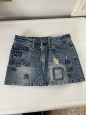 VTG Y2K American Eagle Low Rise Denim Mini Skirt Embroidered Womens 4