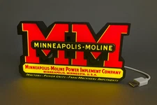 Lighted Minneapolis - Moline Tractor Sign – 9" Wide – Classic Farm Equipment Adv