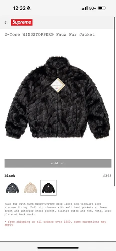 Giacca in pelliccia sintetica Supreme 2 toni WINDSTOPPER® in mano