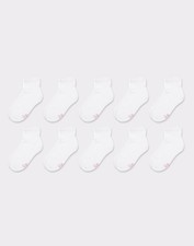 Hanes Girls' White Ankle Socks 10-Pack