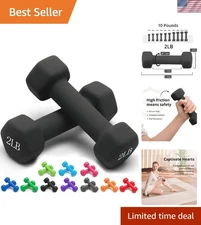 Lightweight & Durable Neoprene Dumbbells (1-15 LB) - Anti-Slip for Safe Training