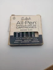  Sanford's All-Pen Fountain Pen Ink Cartridges Washable Black 6 