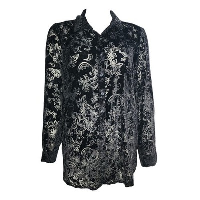 Torrid Top Plus Size 00 Black Madison Velvet Burnout Button Front Whimsigoth