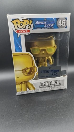 Funko Pop WWE The Rock #46 Gold Smackdown 20th Anniversary Exclusive Vaulted