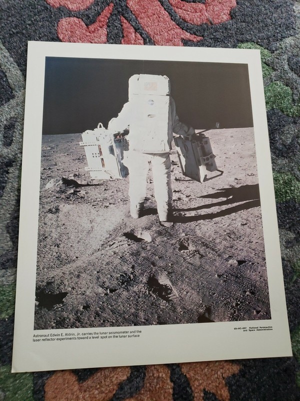 1969 NASA 14 x 11 lithograph photo Astronaut Ed. Aldrin on Moon HC-697