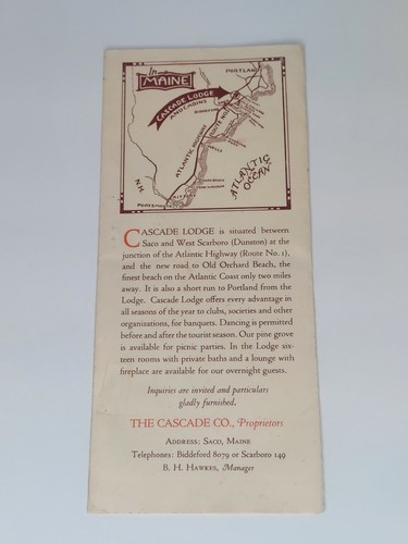 1940's The Cascade Lodge And Cabins Brochure Saco Maine - Picture 2 of 4