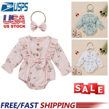 Newborn Baby Girls Bodysuit Ruffle Long Sleeve Romper Jumpsuit Outfits Clothes