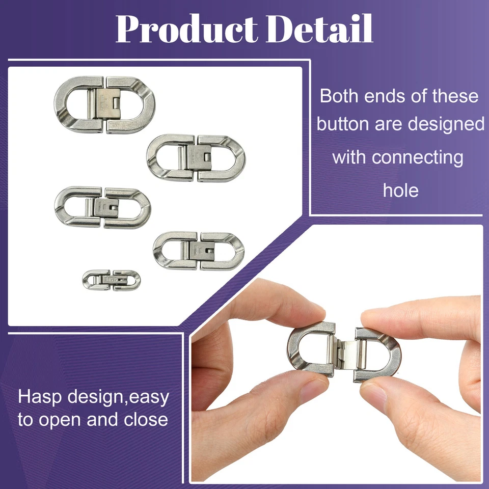 5x Stainless Steel Foldover Clasps Necklace Bracelet Bayonet Clasps for DIY - Image 4 of 4