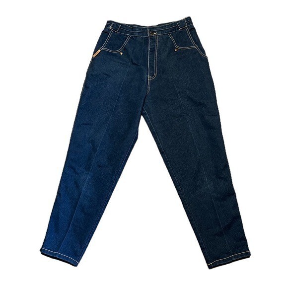 Vintage Gitano Womens Dark Wash Pleated Front Jeans Straight Leg Size 16 Regular