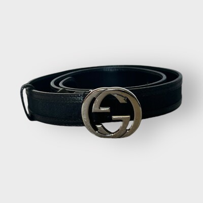 Authentic Gucci Belt Thin Monogram Leather and Canvas Black  display picture 1