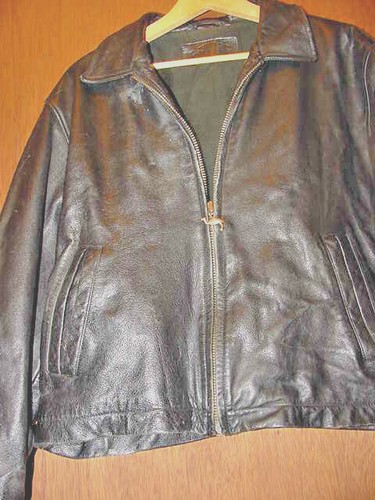 CAMEL BLACK LEATHER MEN'S JACKET SIZE LARGE - Picture 2 of 6
