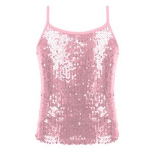 Kids Girls Sparkly Sequin Camisole Hip Hop Jazz Dance Tank Tops Dancewear