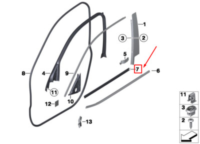 NEW BMW X4 F26 FRONT DIRECTLY IN TURCHANNEL SEAL 51337364750 ORIGINAL
