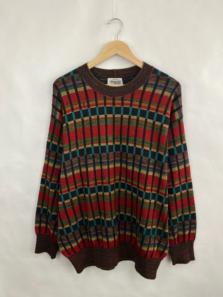 🇮🇹 Suéter Deportivo a Rayas Missoni Años 80 Raro Retro Y2K Talla L Multicolor Foto 2 de 4