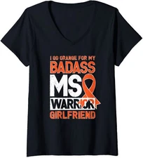 Multiple Sclerosis Badass Warrior Girlfriend Ms Ladies' V-Neck Tshirt