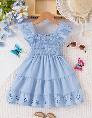Sommerkleid Mädchen hellblau Flatterärmel Alter 18-24 Monate #mädchensommerkleid 