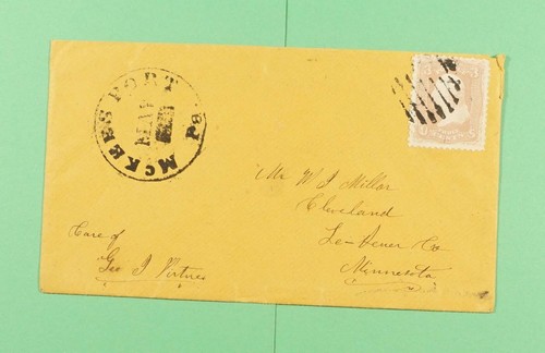 DR WHO 1860S MCKEESPORT PA FANCY CANCEL TO CLEVELAND MN m30486