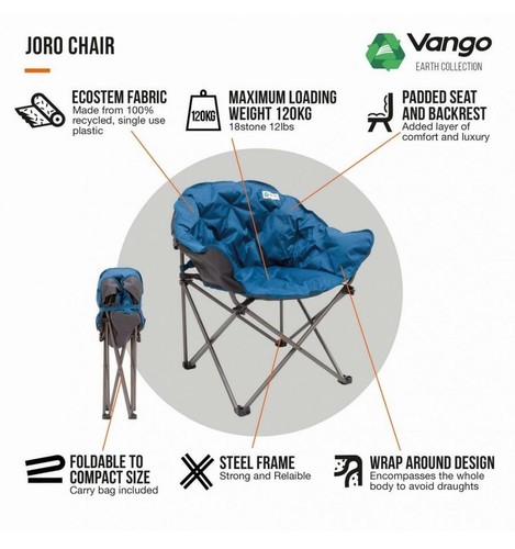 Vango Joro gepolsterter Campingstuhl im Wickelstil - marokkanisch blau - Bild 5 von 8
