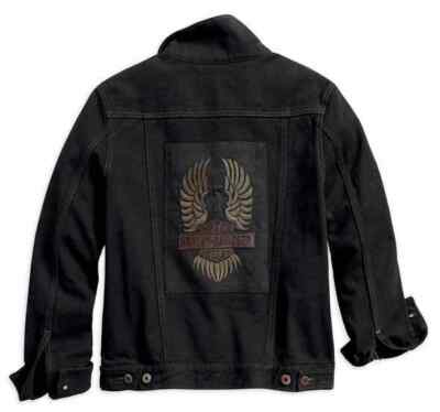 Harley-Davidson Women's Winged Applique Denim Jacket Black XSMALL