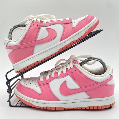 Nike Dunk Low Neon Pink Weiß Turnschuhe Größe UK 6 Damen Leder Schuhe FB9109-102