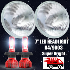 7 Inch Led Glass Headlight Round Original Classic Look Conversion Chrome Pair 7 Inch Led Glass Headlight Round Original Classic Look Conversion Chrome Pair