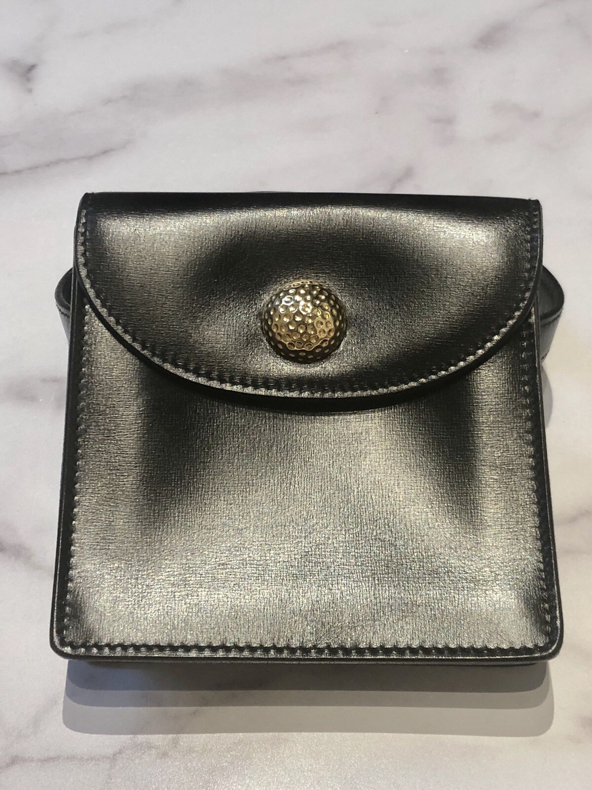 GUCCI GG Black Leather Fanny Pack Waist Bag Gem